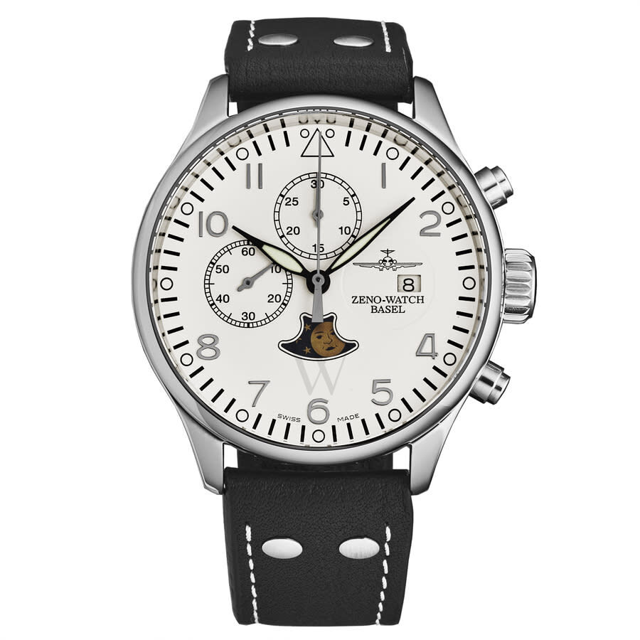 Men's VintageLine Chronograph Leather White Dial Watch