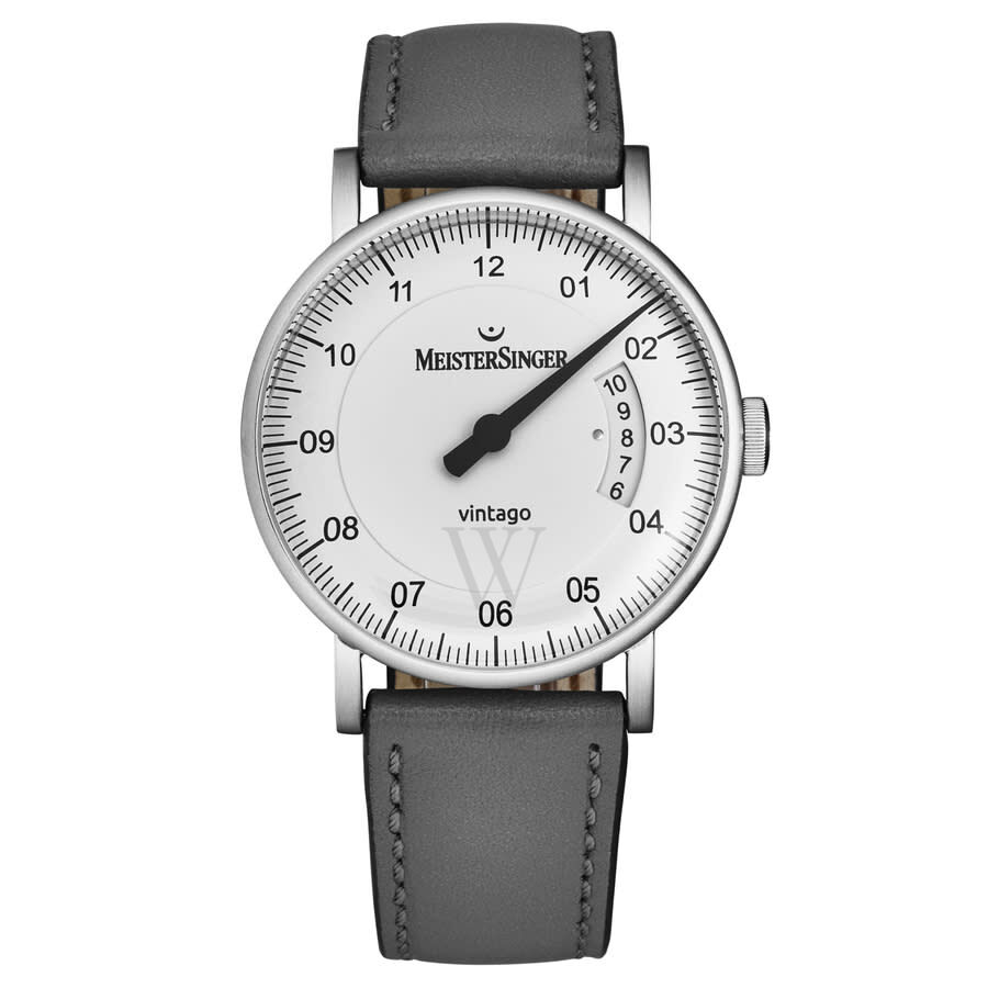 Men's Vintago Leather Silver-tone Dial Watch