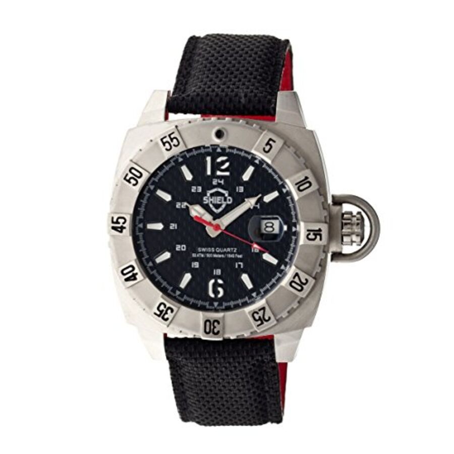 Men's Vujnovich Fiber-Weaved Leather Black Dial Watch