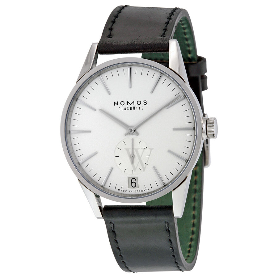 Men's Zurich Datum Leather Galvanized, White Silver-Plated Dial Watch