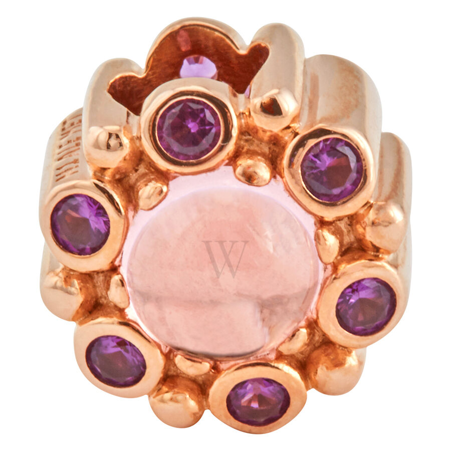 Ladies Heraldic Radiance Charm,  Rose Pink  Purple Crystals