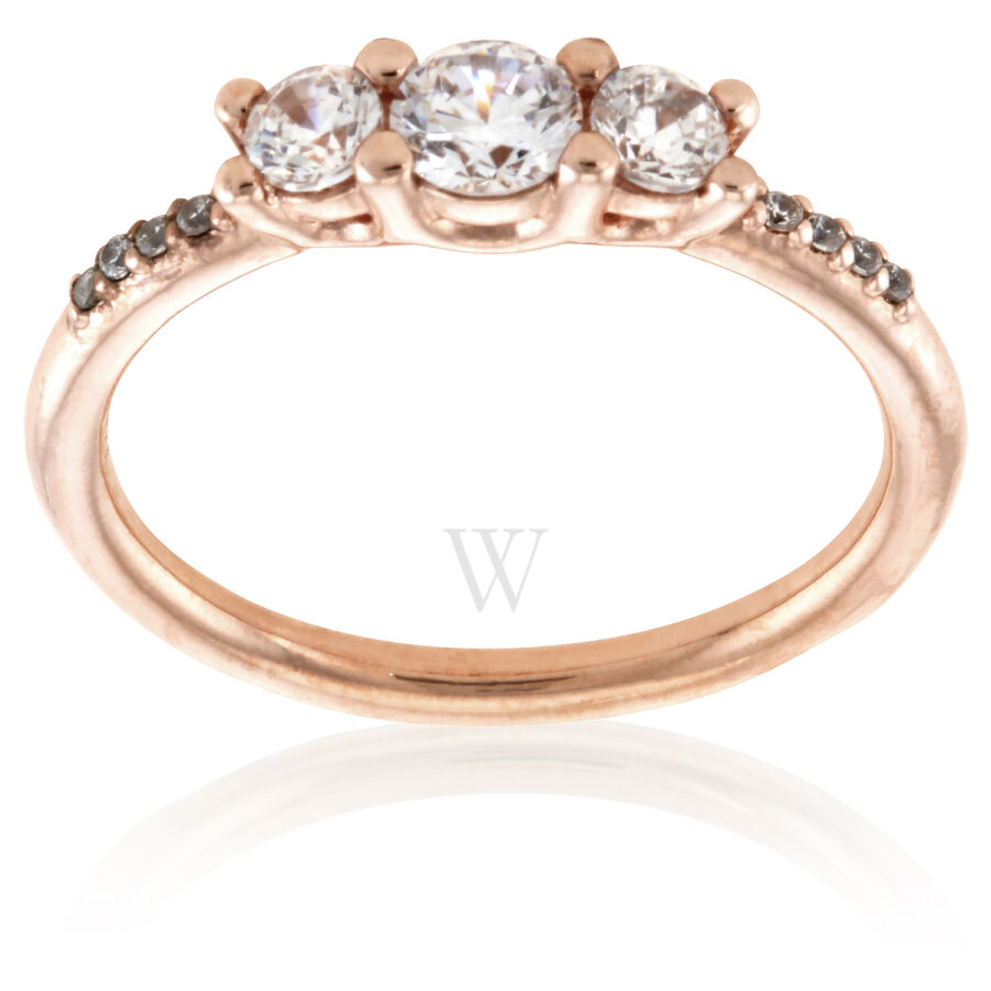 Rose Gold Clear Three-stone Ring, Brand Size 52