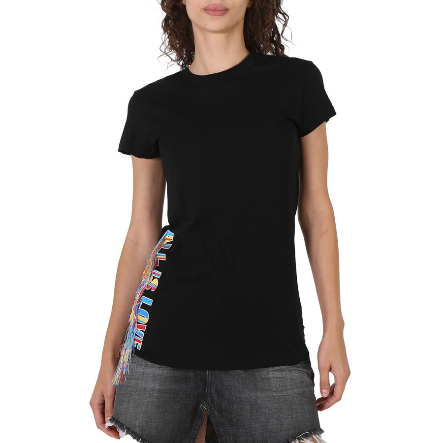 Ladies Black Rainbow Waist T-Shirt, Brand Size 38 (US Size 4)