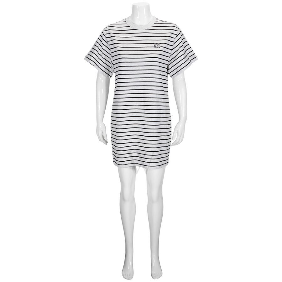 T by Alexanderwang Ladies Striped Logo T-Shirt Dress