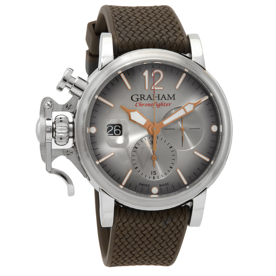 Unisex Chronofighter Grand Vintage Chronograph Rubber Silver-tone Dial Watch