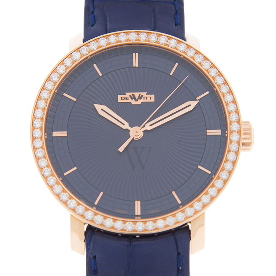 Unisex Classic Alligator Leather Blue Dial Watch