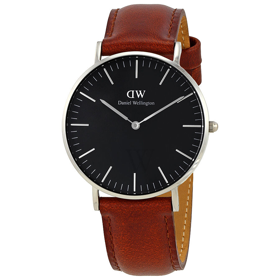 Unisex Classic St. Mawes Leather Black Dial Watch