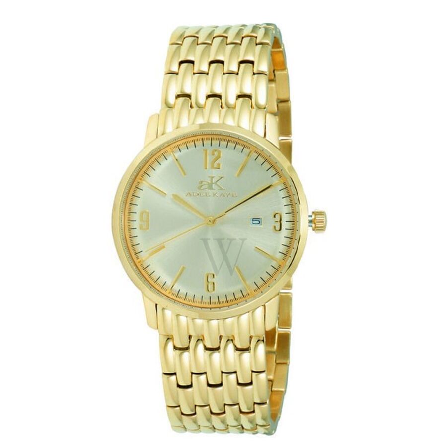 Unisex Dome Stainless Steel Gold-Tone Dial Watch