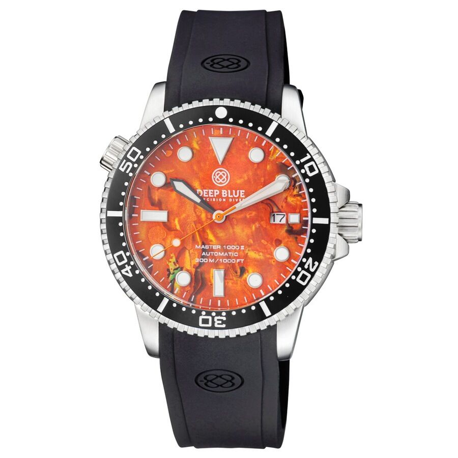 Unisex Master 1000 Automatic Silicone Orange Dial Watch