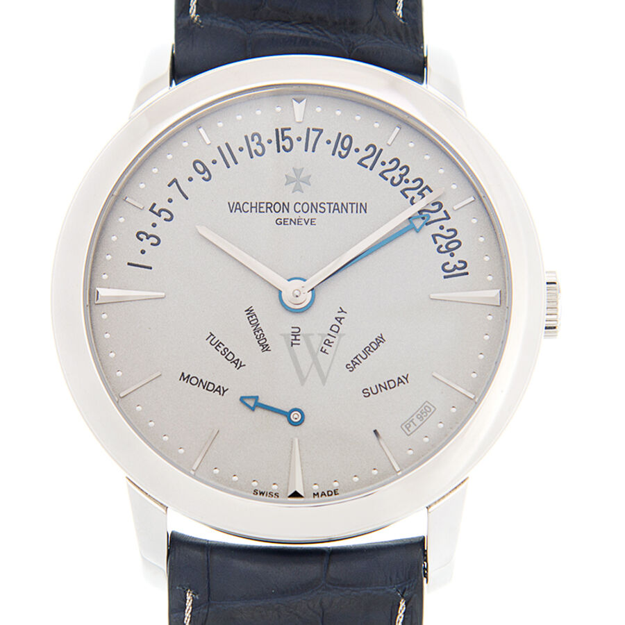 Unisex Patrimony Traditionelle Alligator Leather Silver-tone Dial Watch