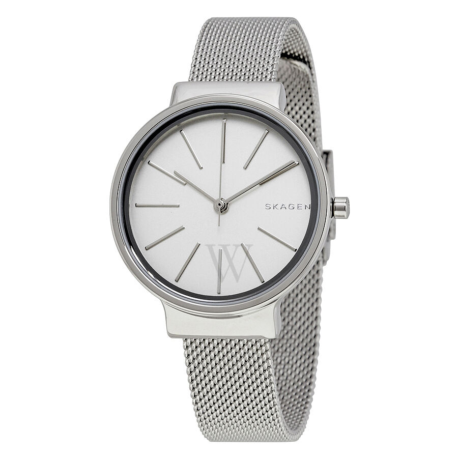 Women's Ancher Stainless Steel Mesh White Dial Watch