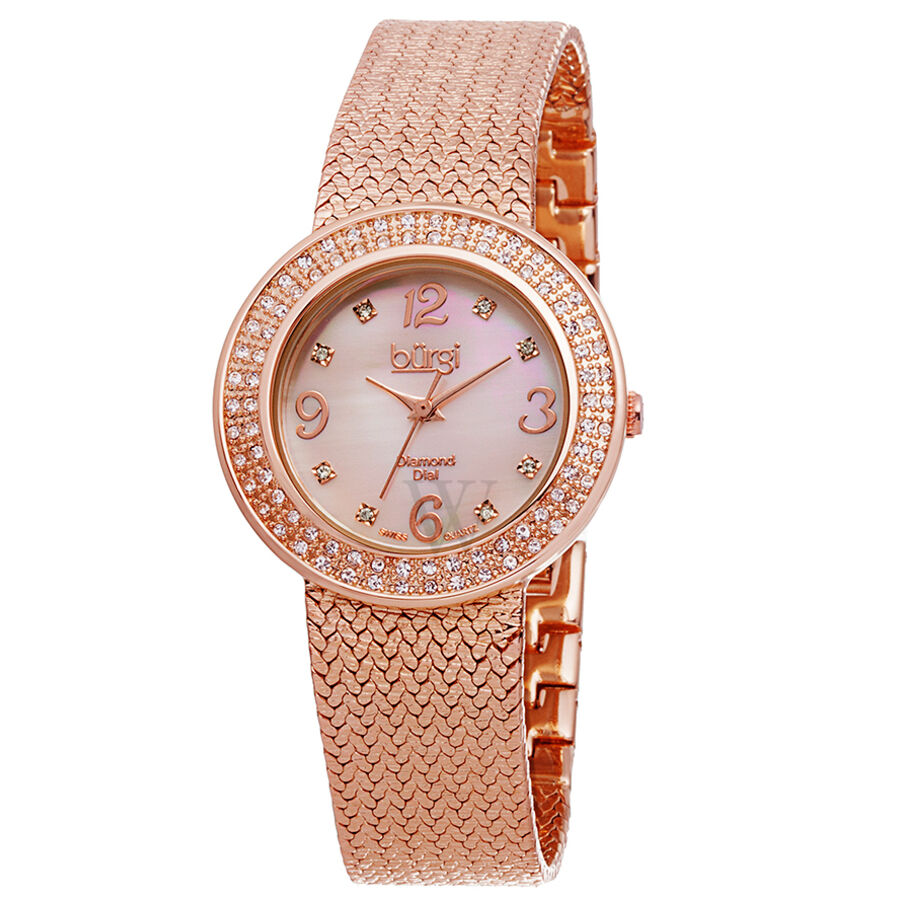 Women's Brass Pink Mother of Pearl Dial Watch
