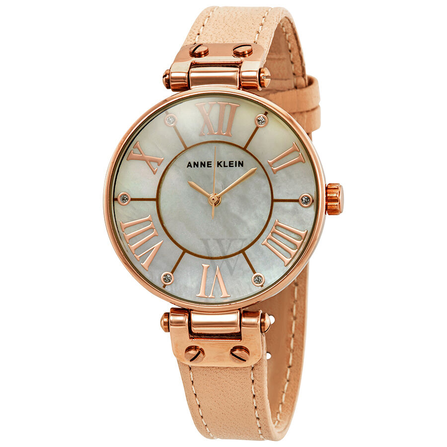 Women's (Calfskin) Leather Pink Mother of Pearl Dial Watch