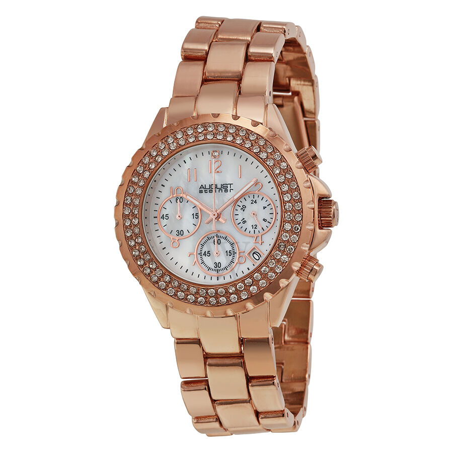 Women's Chronograph Base Metal White Mother of Pearl Dial Watch