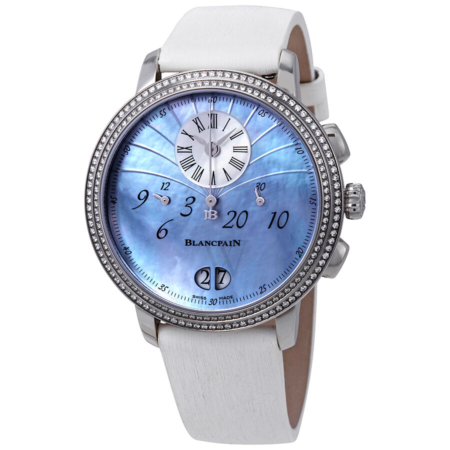 Women's Chronograph SatinTextured Rubber Blue Mother Of Pearl Dial Watch