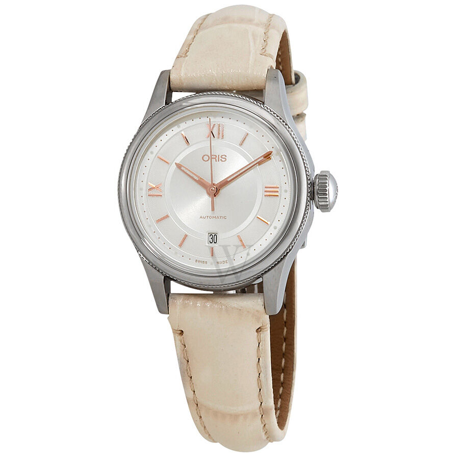 Women's Classic Date Leather Silver Dial Watch