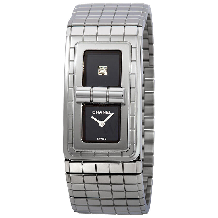 Women's Code Coco Stainless Steel and Ceramic Black Lacquered Dial Watch