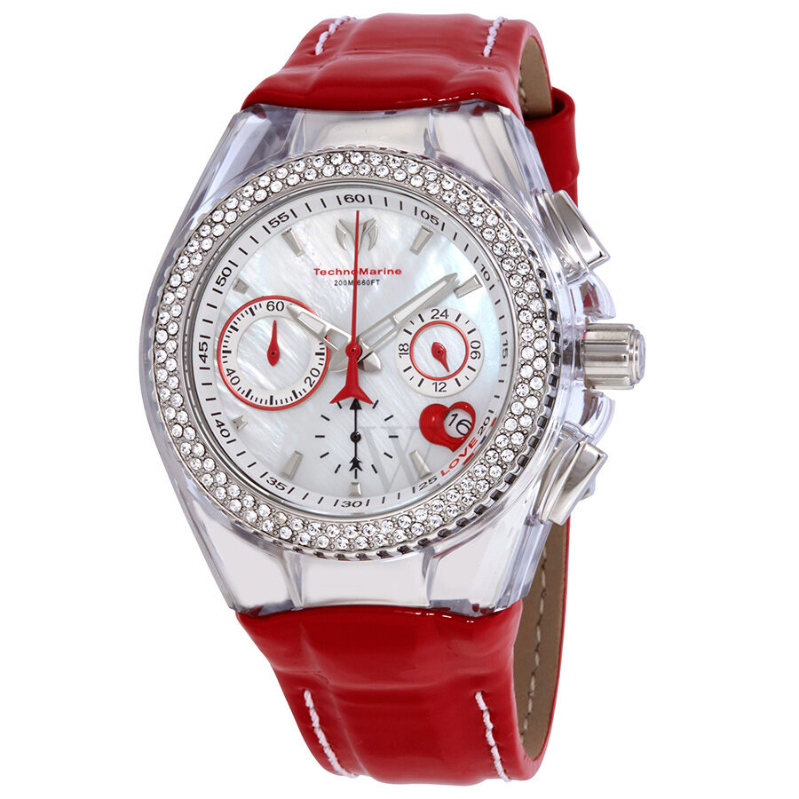 Women's Cruise Chronograph Leather Mother of Pearl Dial Watch