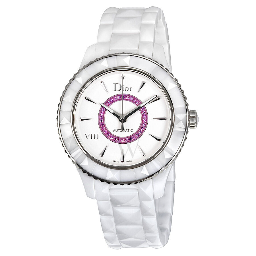 Women's  VIII Ceramic White with Pink Sapphires Dial Watch