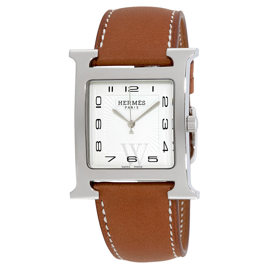 Women's H Hour (Barenia Calfskin) Leather White Dial Watch