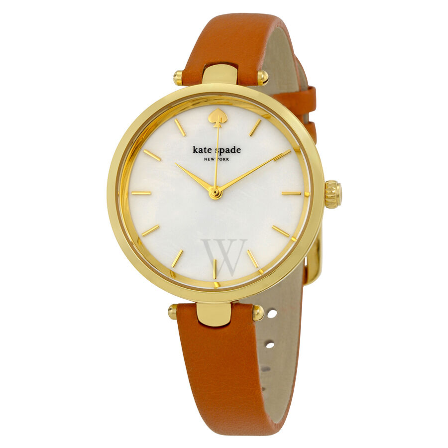 Women's Holland Leather Mother of Pearl Dial Watch