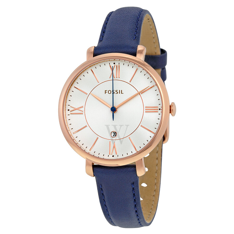Women's Jacqueline Chronograph Navy Leather Silver Dial Watch