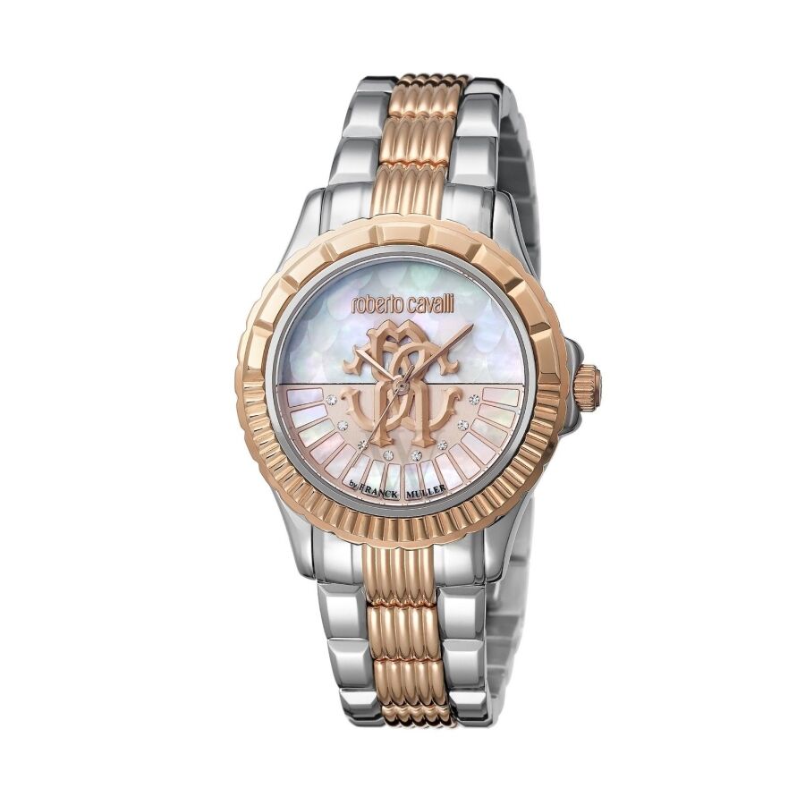 Women's Logo Dial Stainless Steel White Mother of Pearl Dial Watch