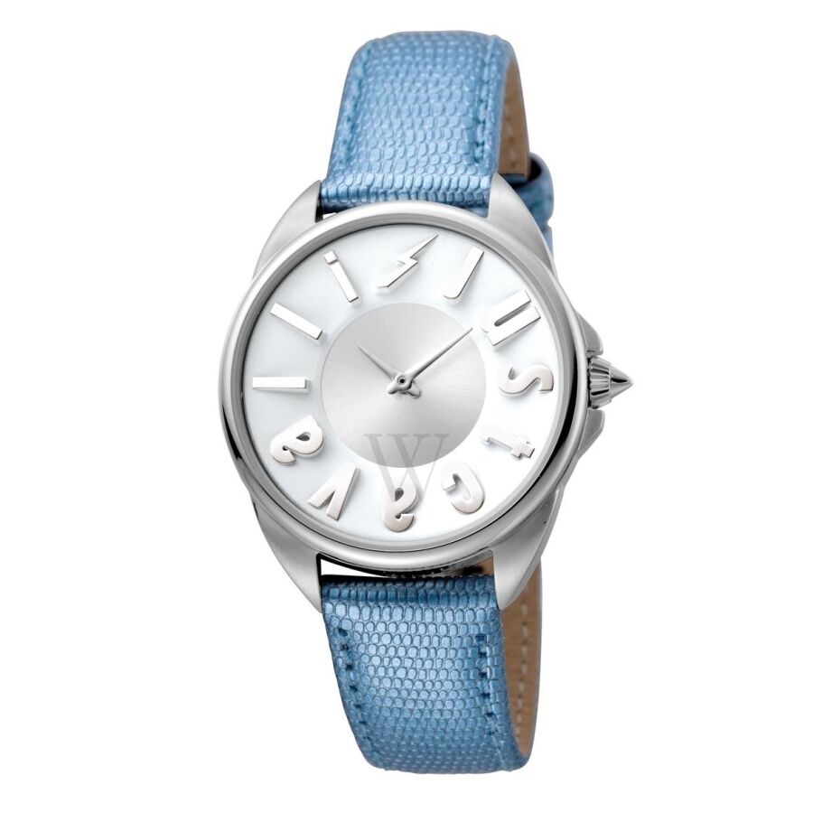 Women's Logo (Serpentine-Embossed) Leather Silver Dial Watch