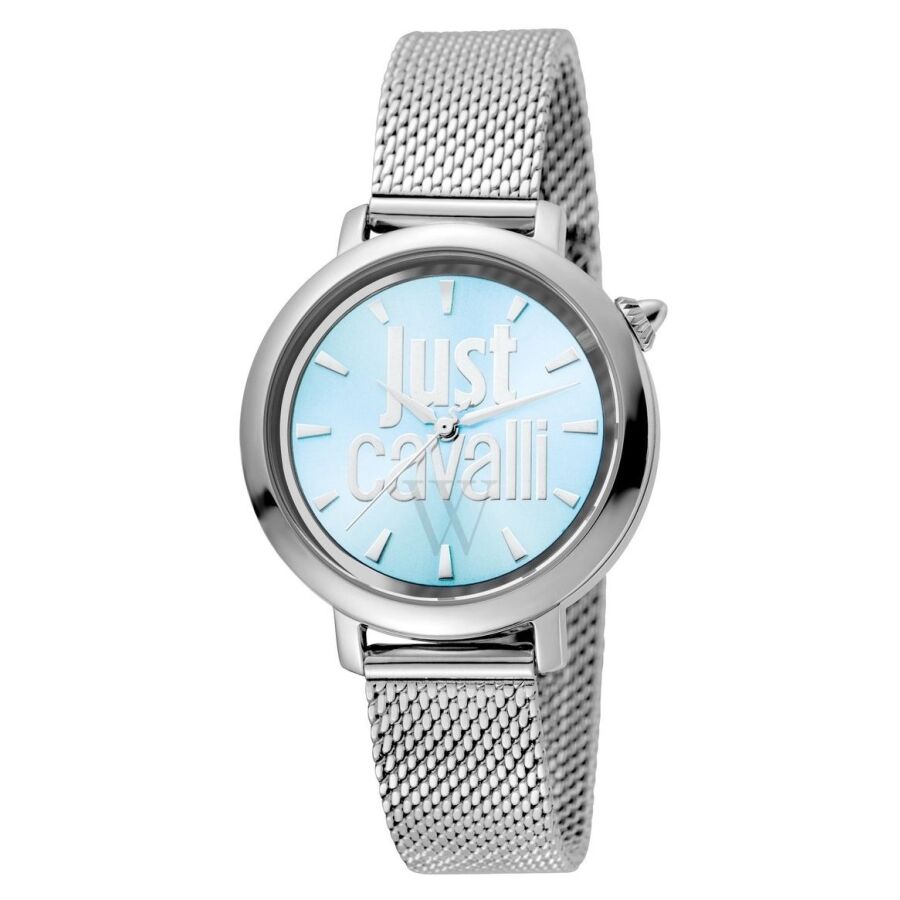 Women's Logo Stainless Steel Mesh Ice Blue Dial Watch