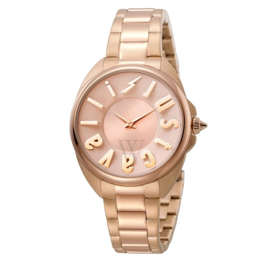 Women's Logo Stainless Steel Rose Gold-tone Dial Watch