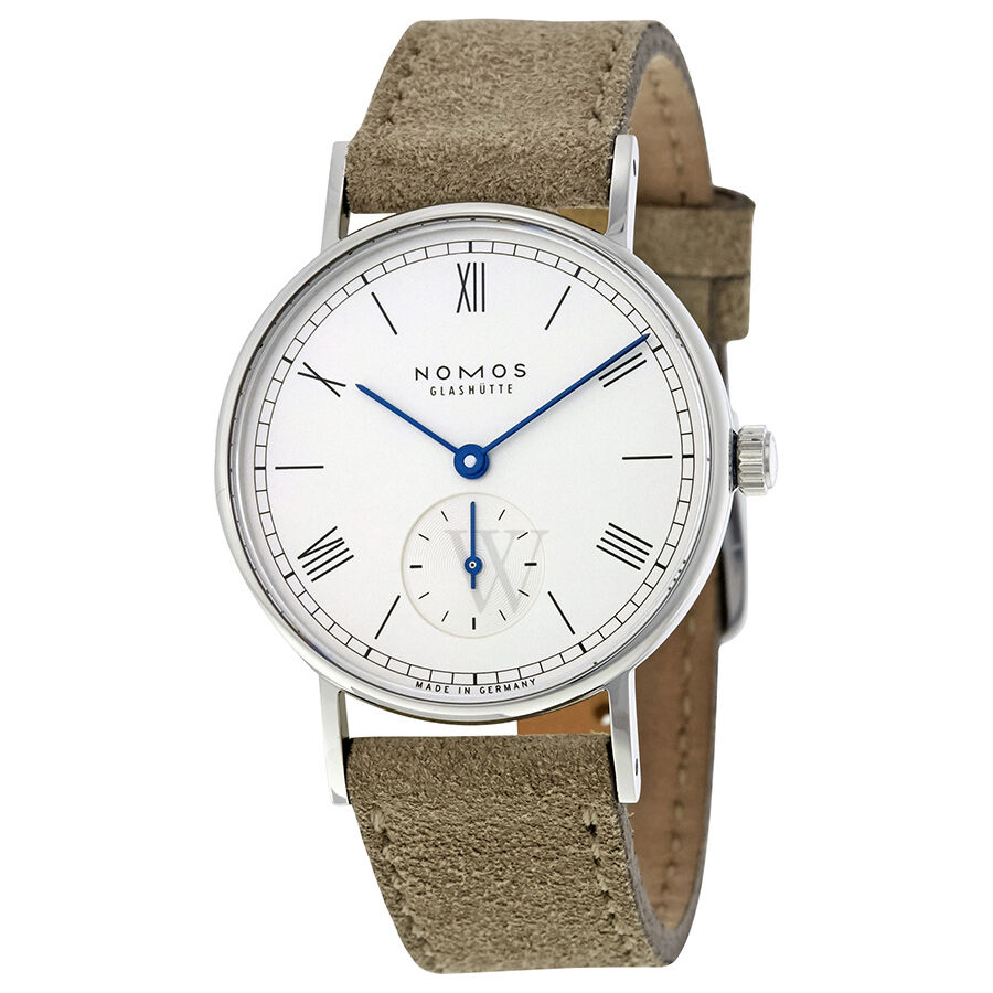 Women's Ludwig (Velour) Leather Galvanized, White Silver-Plated Dial Watch