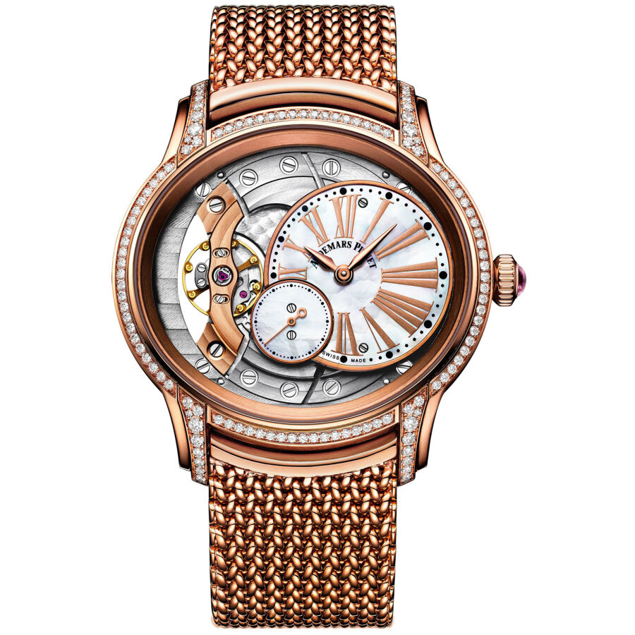 Women's Millenary 18kt Rose Gold White Mother of Pearl Dial Watch
