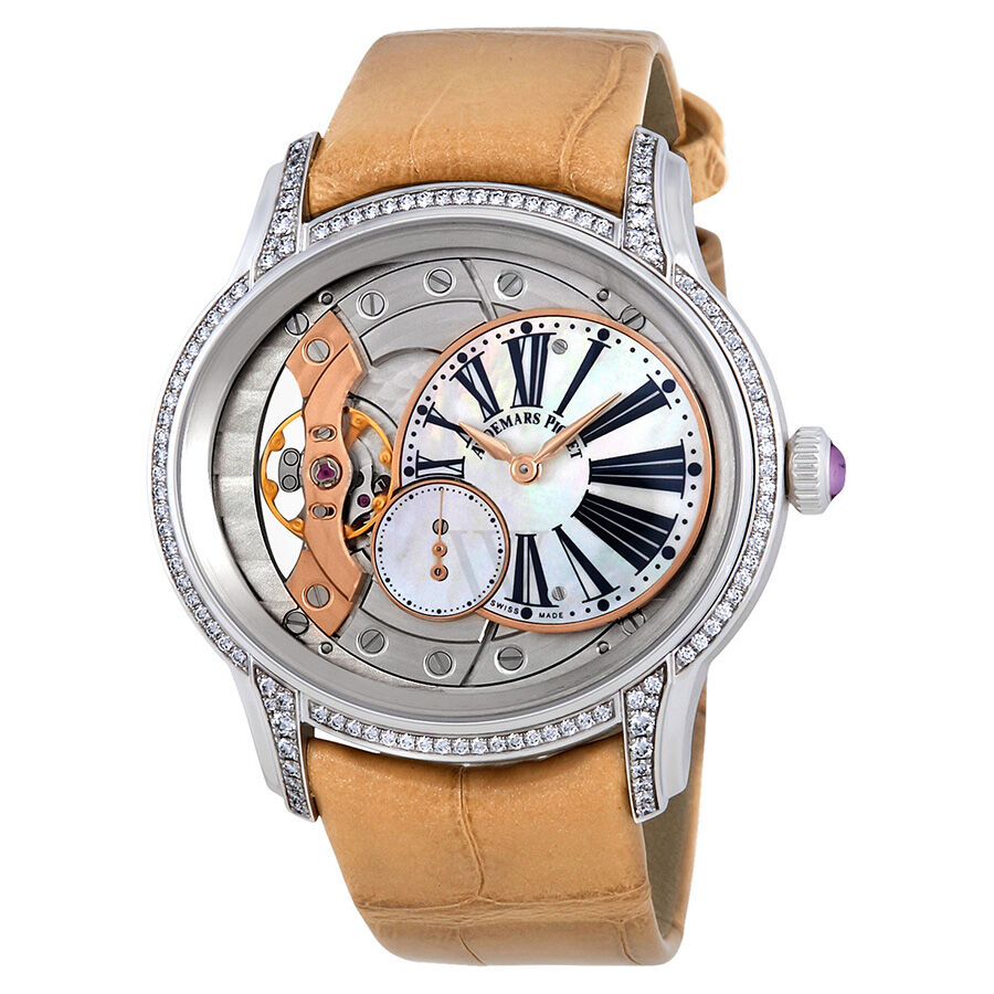 Women's Millenary Alligator Leather White Mother Of Pearl Dial Watch