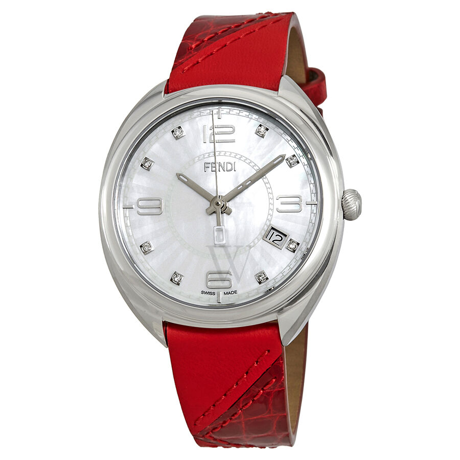 Women's Momento (Alligator and Calfskin) Leather White Dial Watch