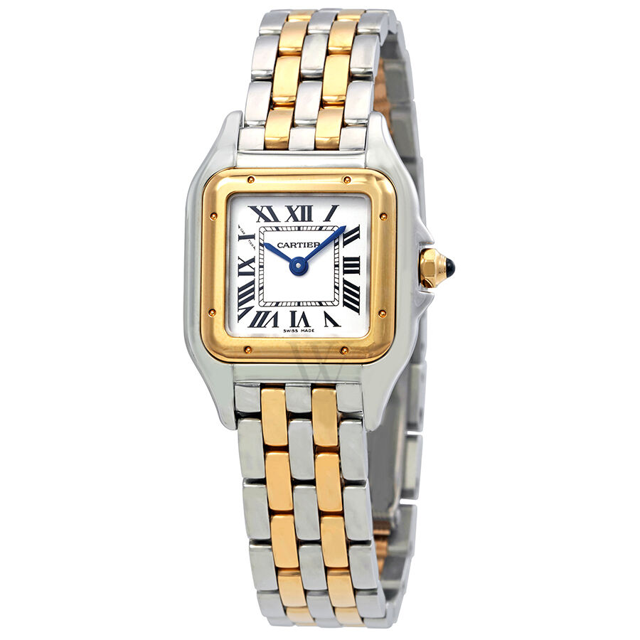 Women's Panthere de  Stainless Steel and 18kt Yellow Gold Links Silver Dial Watch