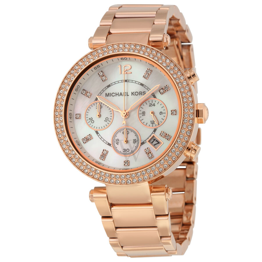 Women's Parker Chronograph Stainless Steel Mother of Pearl Dial Watch