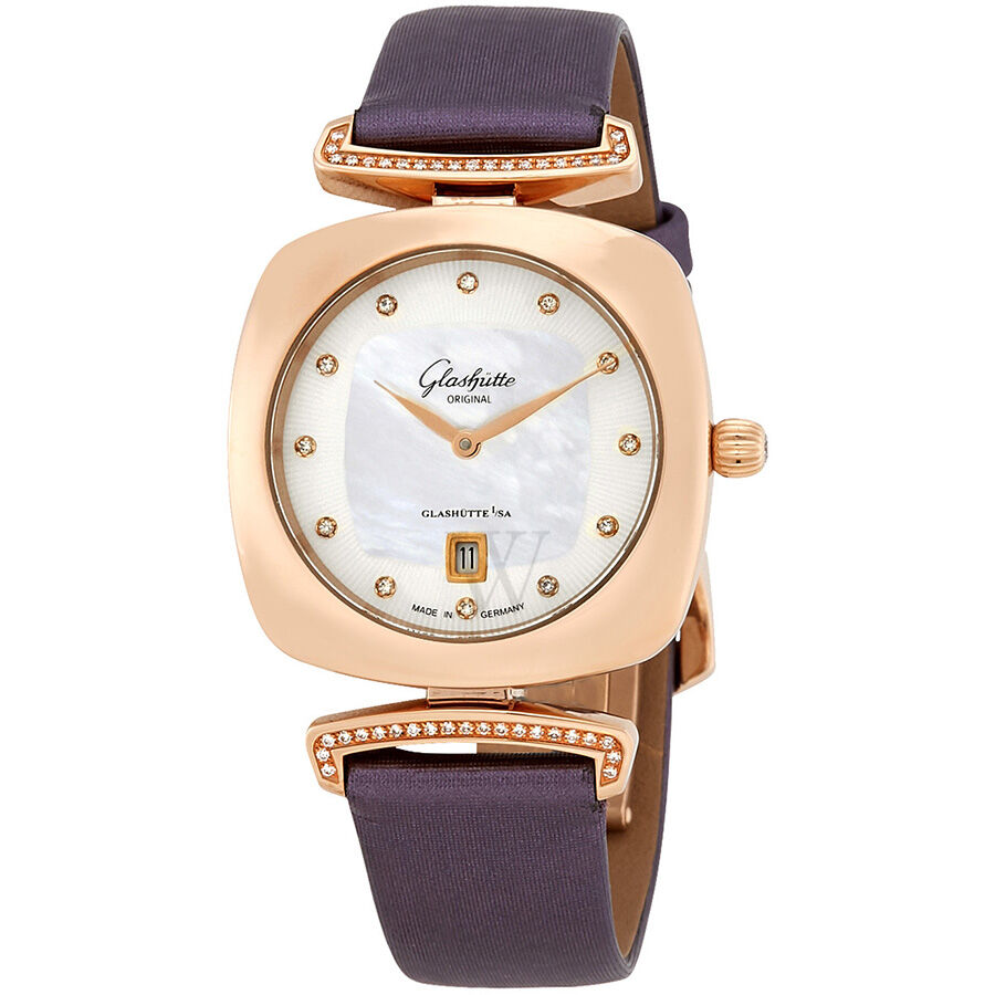 Women's Pavonina Satin (Alligator Leather Backed) White Mother of Pearl Dial Watch