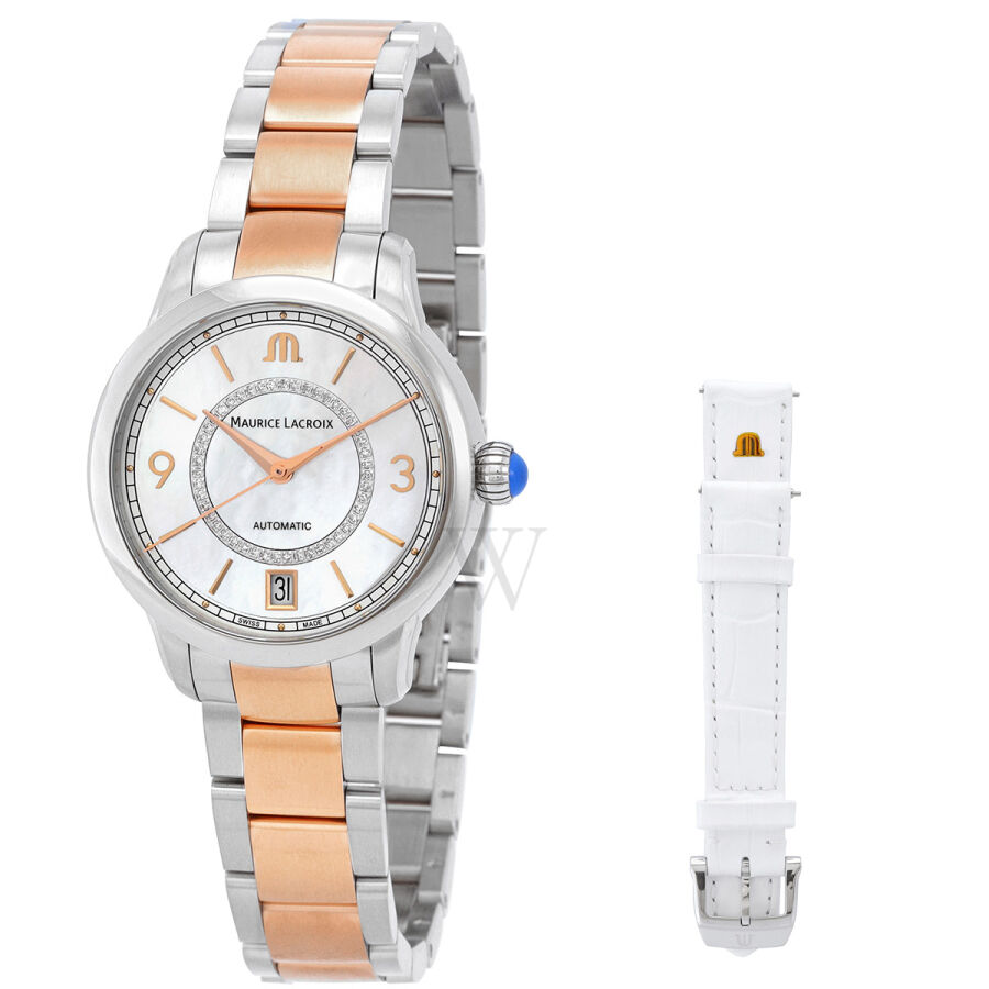 Women's Pontos Stainless Steel Mother of Pearl Dial Watch