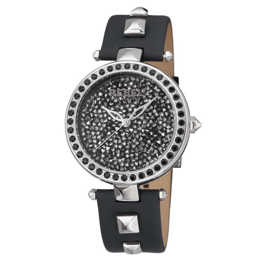 Women's Rockaway Parkway Leather set with Pryramid Studs Silver Dial Watch