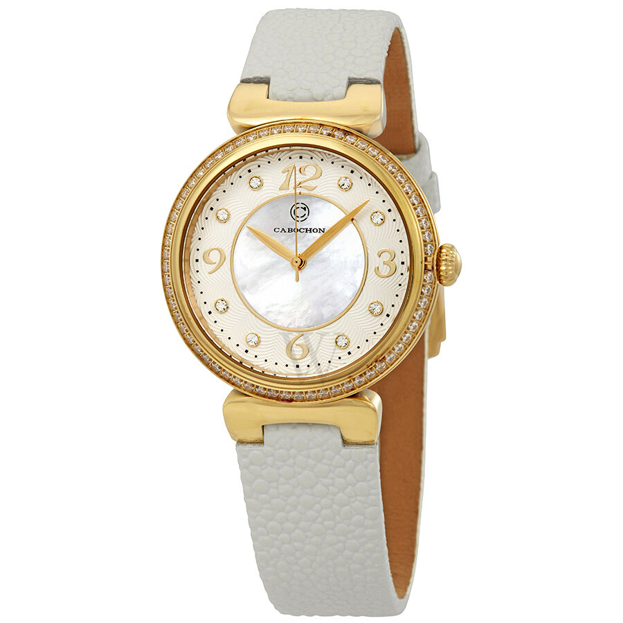 Women's Saga Leather White Mother of Pearl Dial Watch