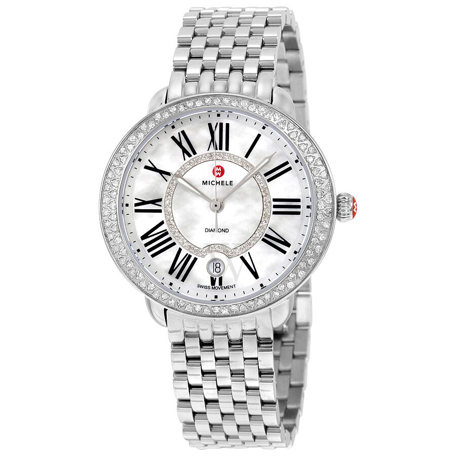 Women's Serein Stainless Steel Mother of Pearl Diamond set Dial Watch