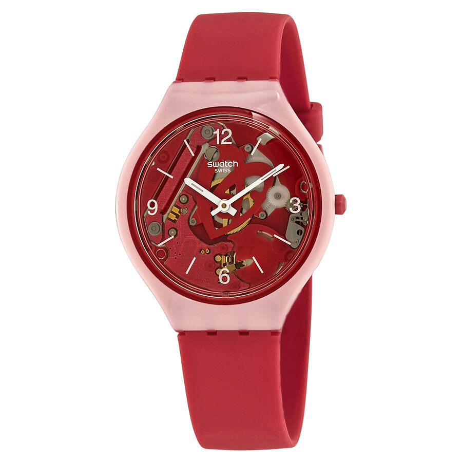 Women's Skinamour Silicone Red Skeleton Dial Watch