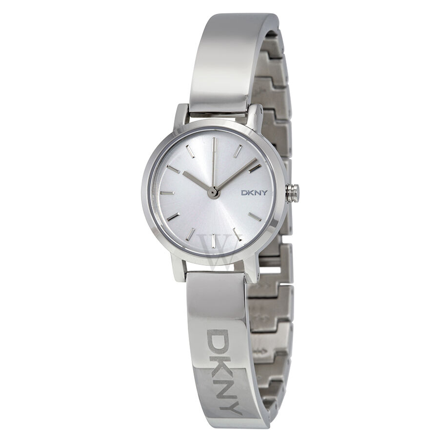 Women's Stainless Steel Half-Bangle Silver Sunray Dial Watch