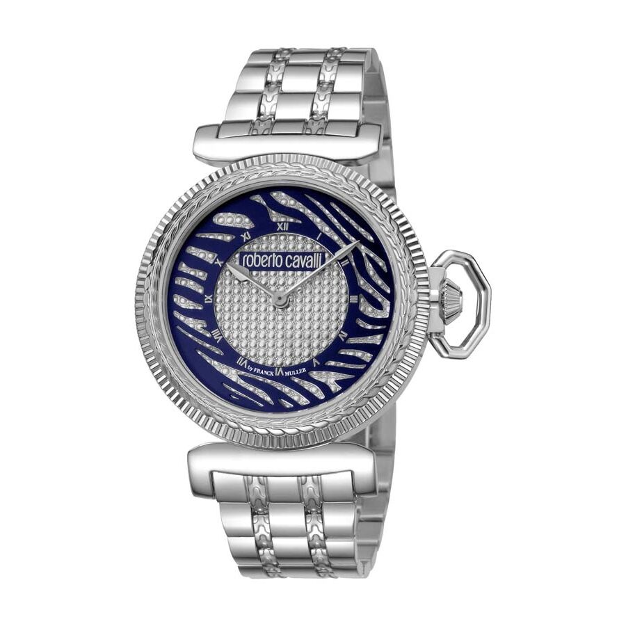 Women's Stainless Steel Silver and Blue Dial Watch