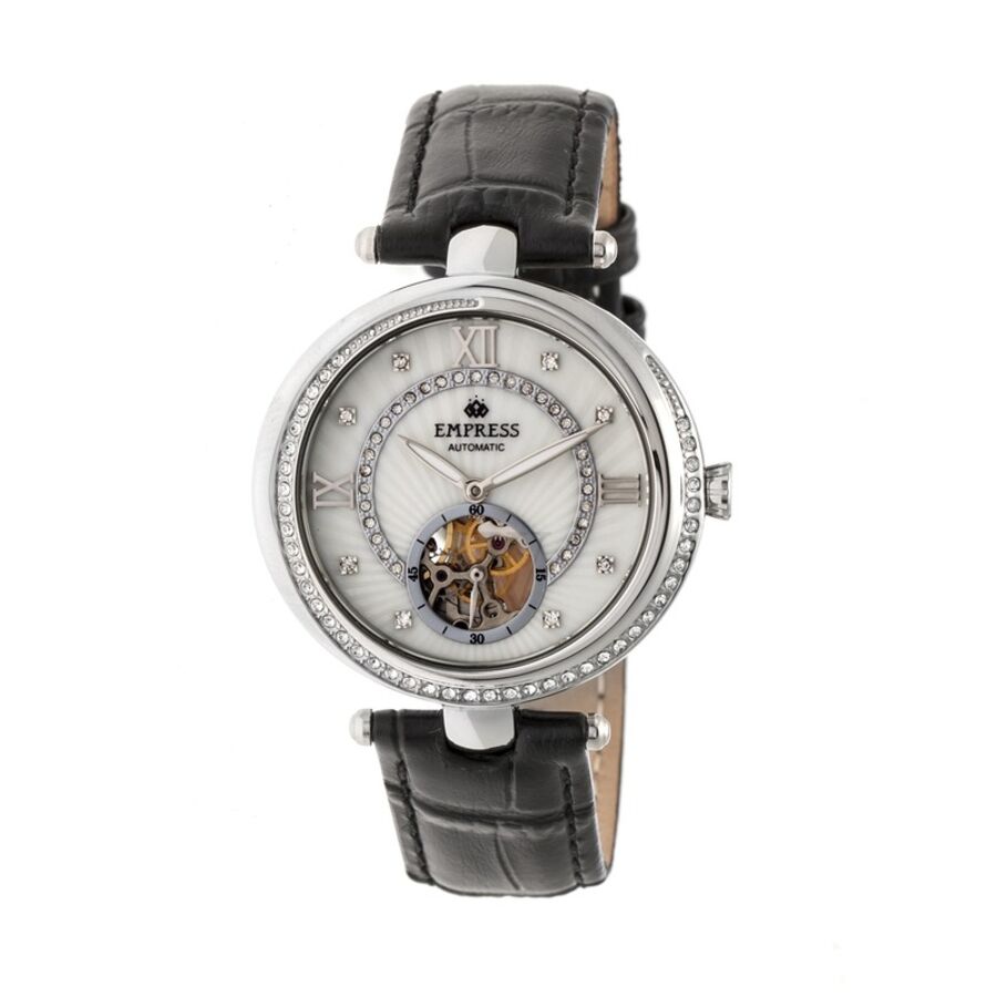 Women's Stella (Croco-Embossed) Leather Silver (Open Heart) (Crystal-set) Dial Watch