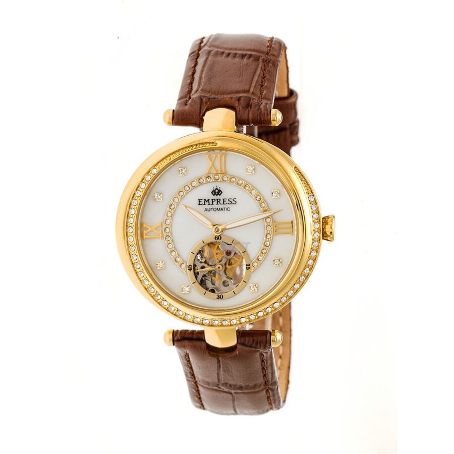 Women's Stella (Croco-Embossed) Leather White (Crystal-sey) Dial Watch