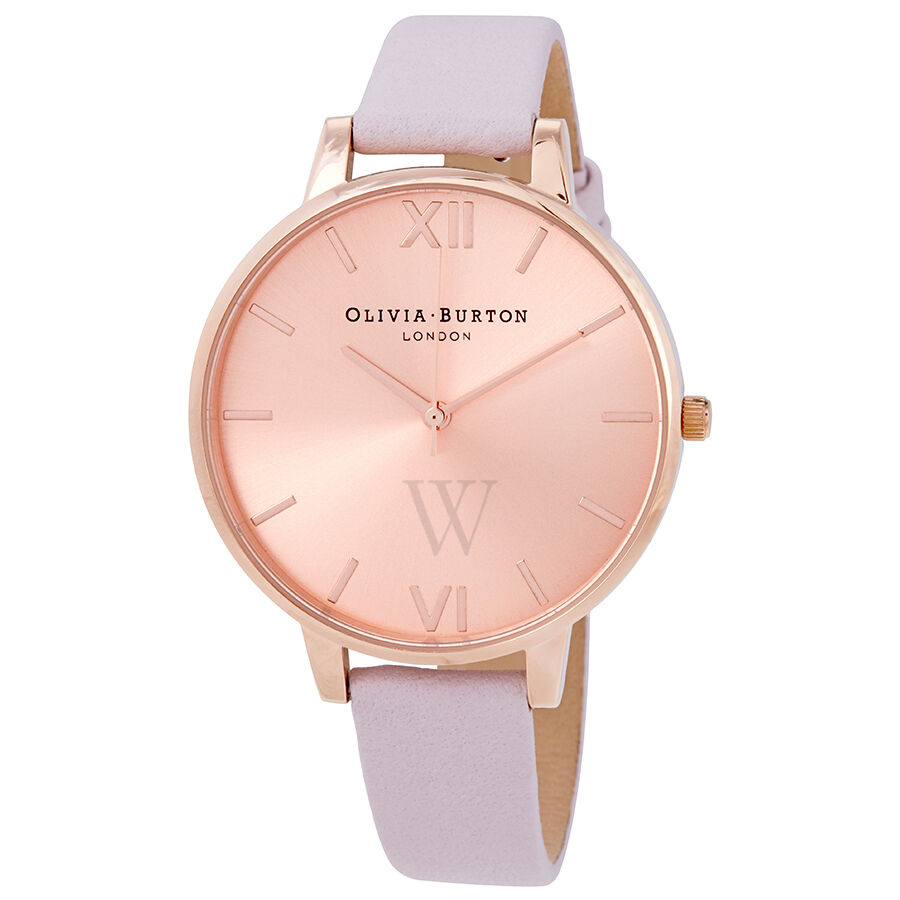 Women's Sunray Leather Rose Dial Watch