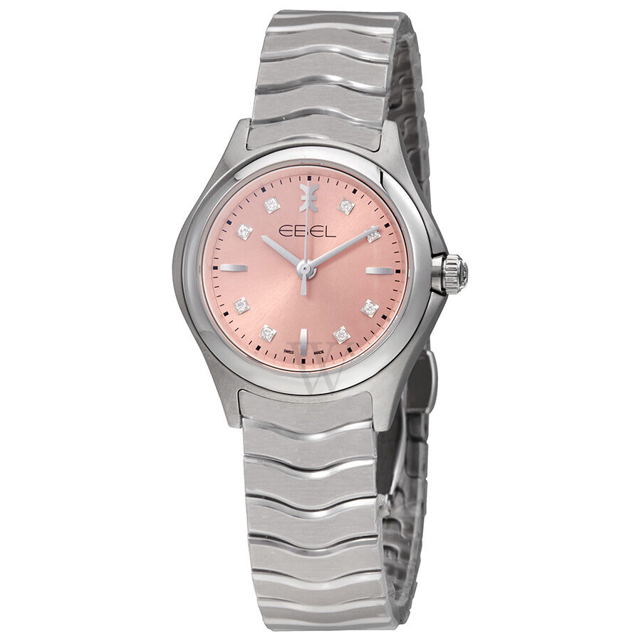 Women's Wave Stainless Steel Pink Galvanic Dial Watch