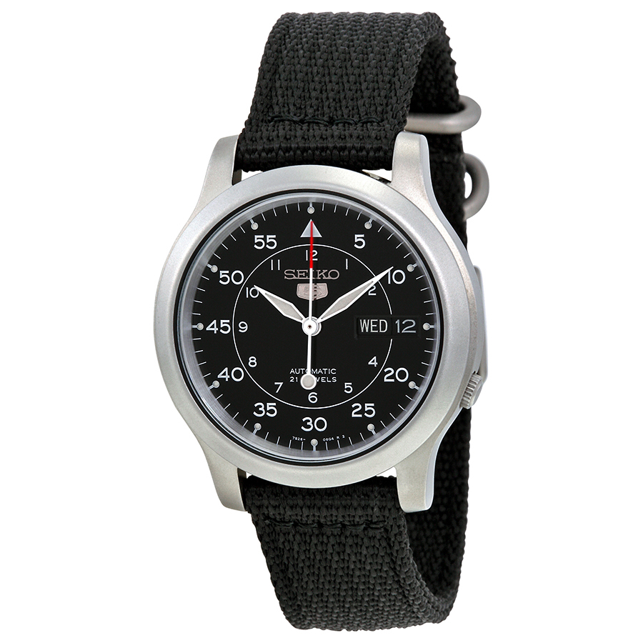 Men's Series 5 Black Canvas Dial Watch | Seiko SNZG15 | WorldofWatches.com | World of Watches