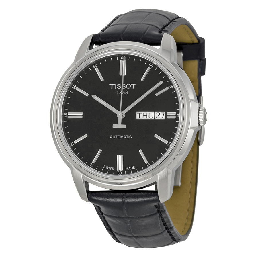 Men's Couturier Black Leather and Dial Watch | Tissot T035.446.16 